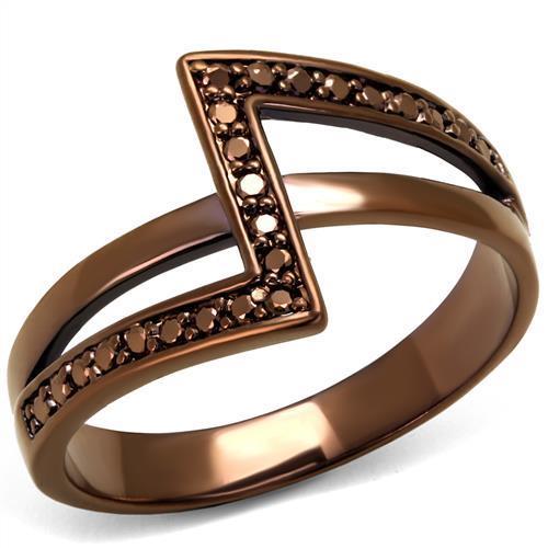 JCE1162 IP Coffee light Brass Ring with AAA Grade CZ  in Light Coffee