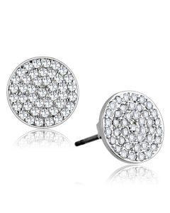 JCE693 Rhodium Brass Earrings with AAA Grade CZ  in Clear