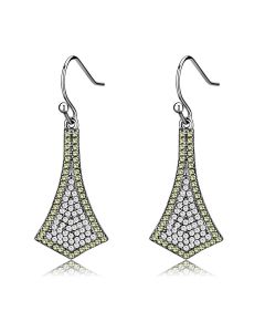 JCE174 High polished (no plating) Stainless Steel Earrings with AAA Grade CZ  in Topaz