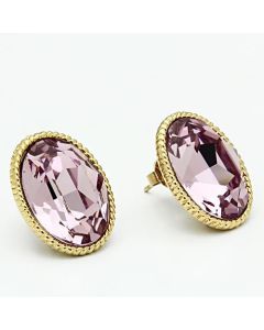 JCE258 IP Gold(Ion Plating) Brass Earrings with Top Grade Crystal  in Light Amethyst