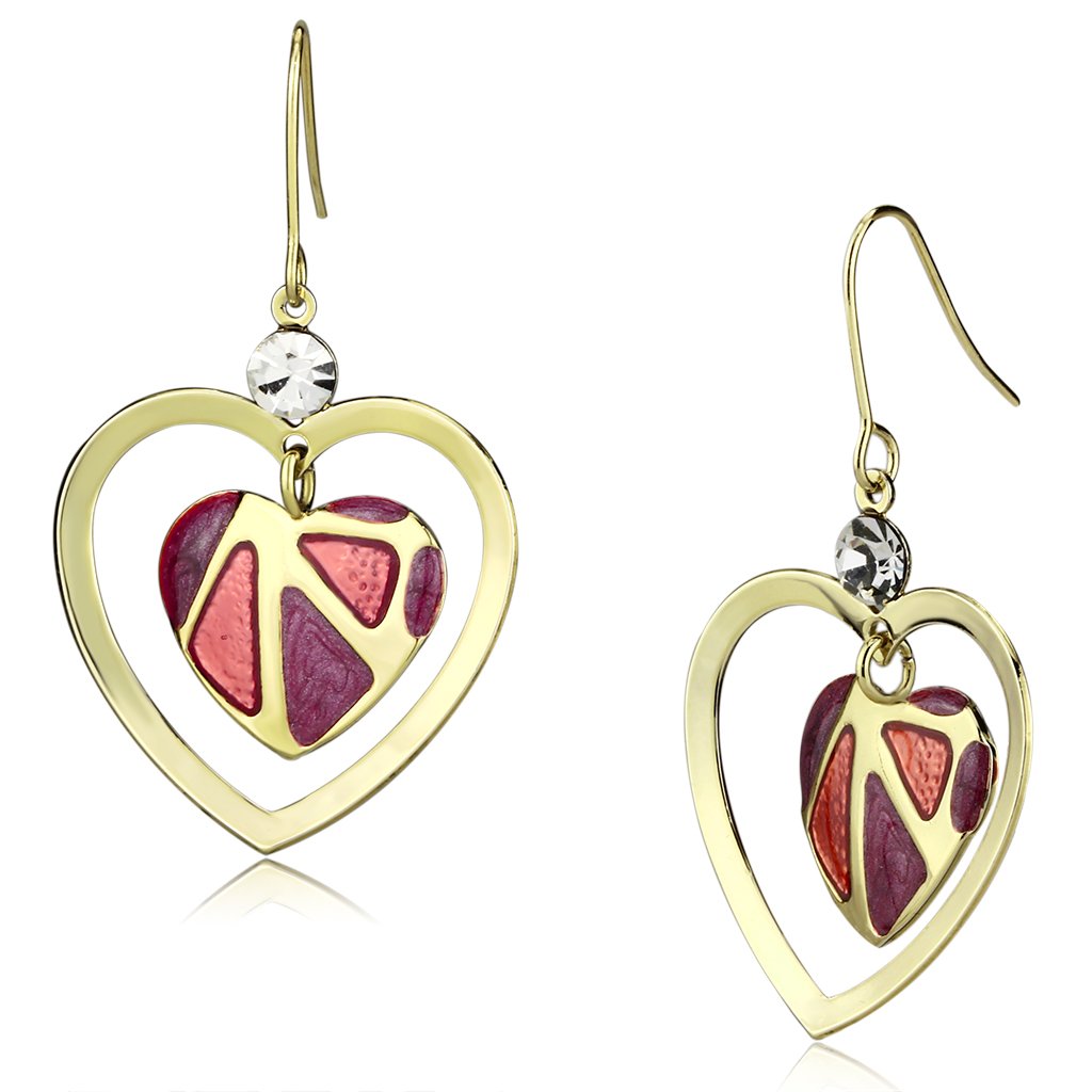 JCE2680 Gold Iron Earrings with Top Grade Crystal  in Clear