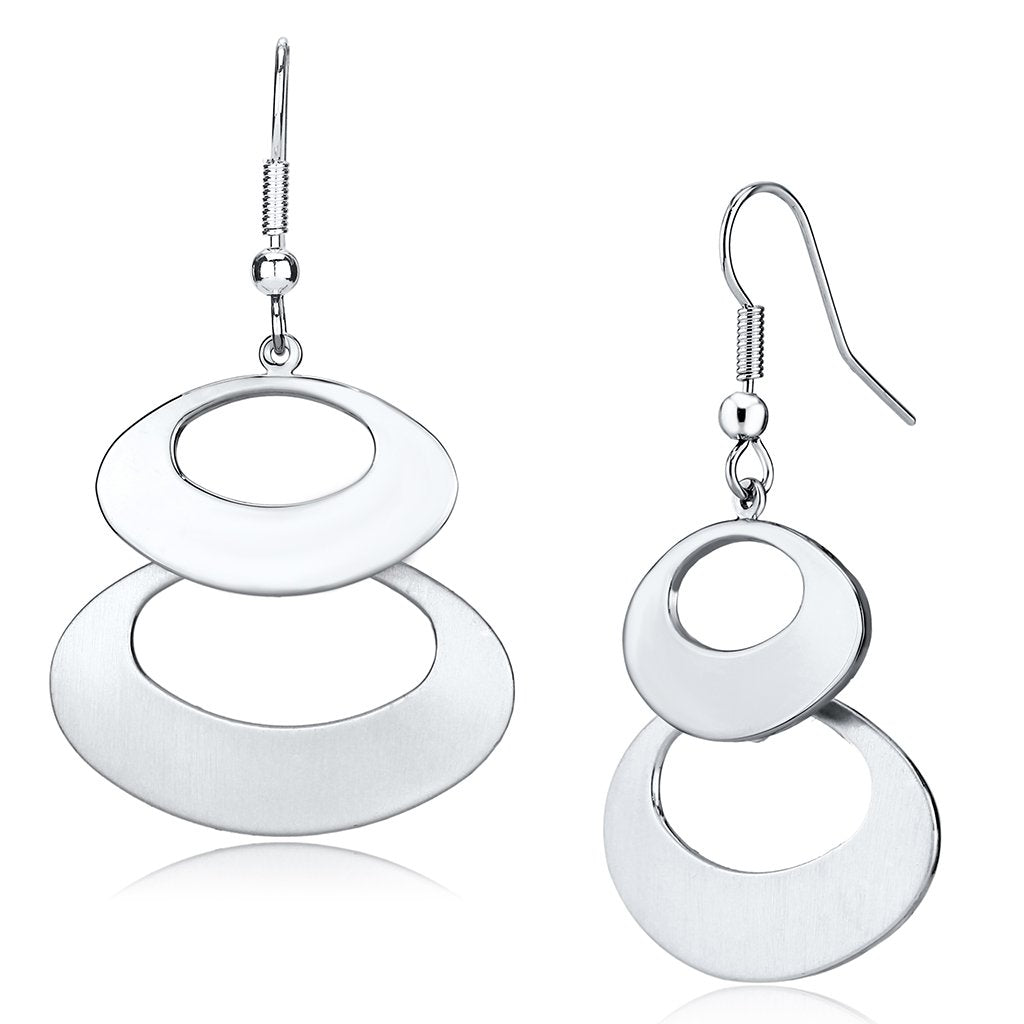 JCE2736 Matte Rhodium & Rhodium Iron Earrings with No Stone