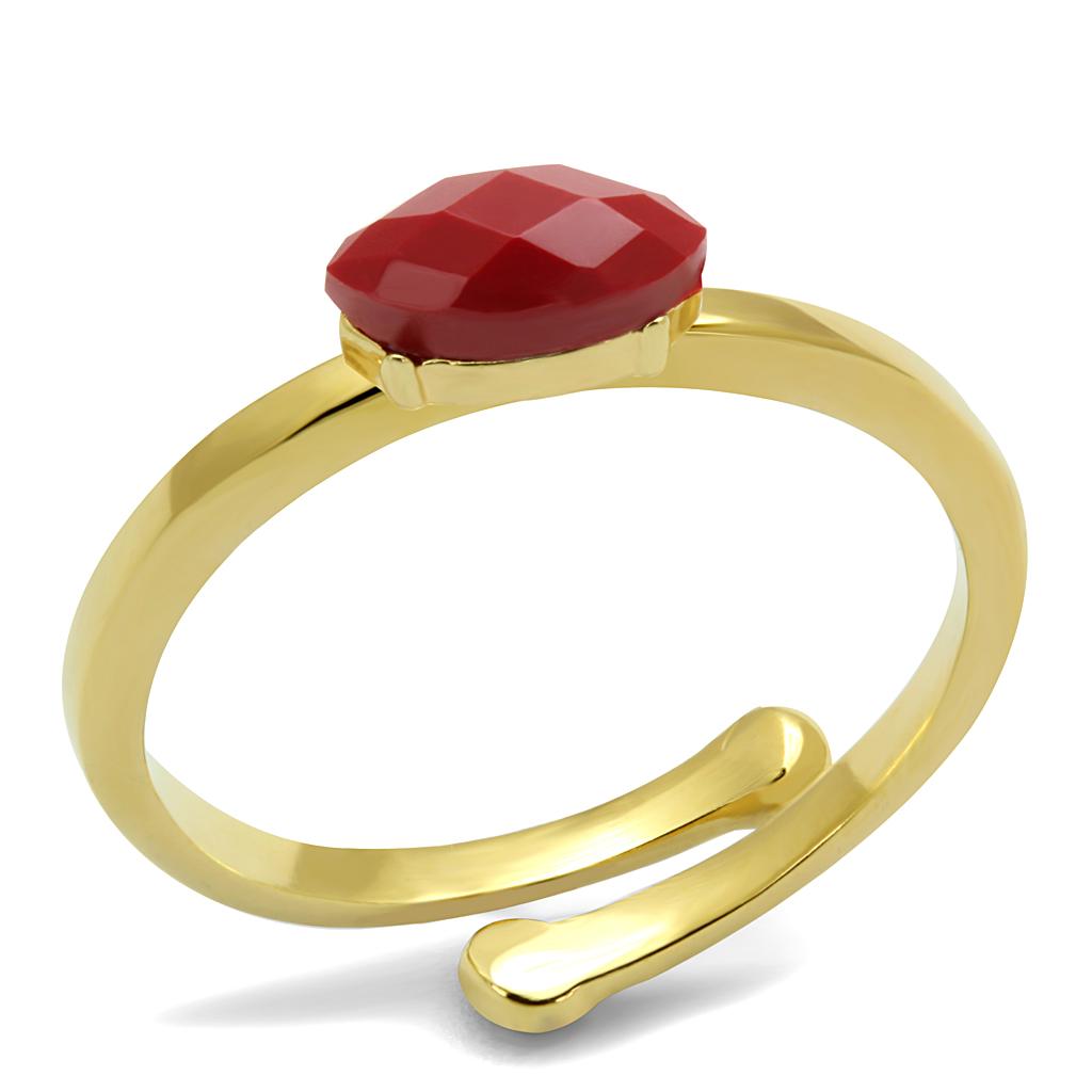 JCE4063 Flash Gold Brass Ring with Synthetic Synthetic Stone in Siam