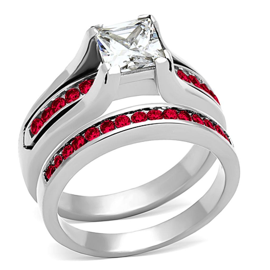 JCEA1362 High polished (no plating) Stainless Steel Ring with AAA Grade CZ  in Multi Color