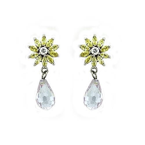 JCEAS1332 Rhodium 925 Sterling Silver Earrings with AAA Grade CZ  in Multi Color-Default Title