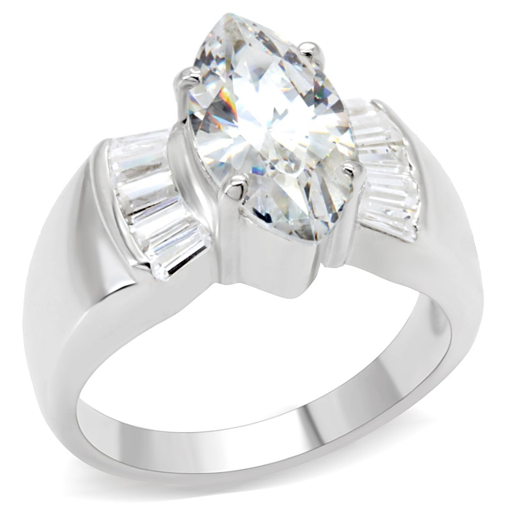 JCES517 Silver 925 Sterling Silver Ring with AAA Grade CZ  in Clear