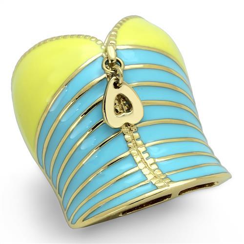 JCE1623 IP Gold(Ion Plating) Stainless Steel Ring with Epoxy  in Multi Color