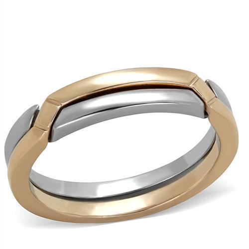 JCE2031 Two-Tone IP Rose Gold Stainless Steel Ring with No Stone