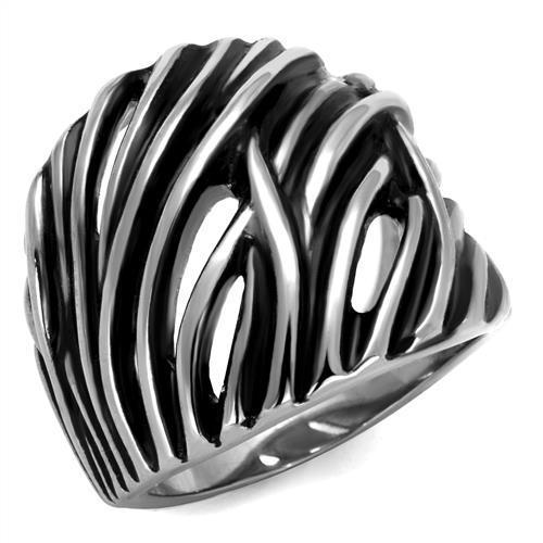 JCE2338 High polished (no plating) Stainless Steel Ring with Epoxy  in Jet