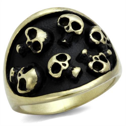 JCE2473 IP Antique Copper Stainless Steel Ring with Epoxy  in Jet