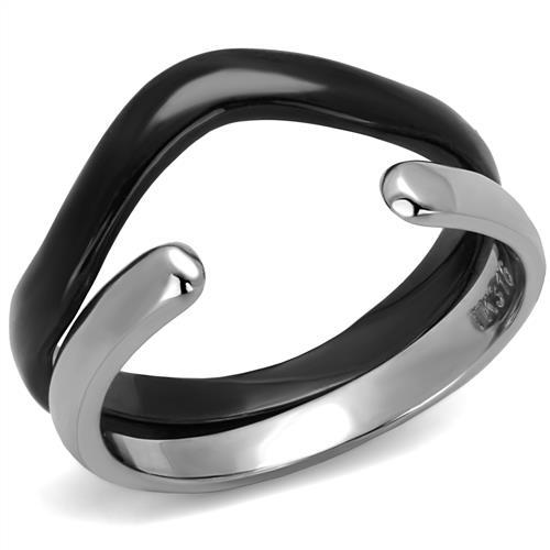 JCE2618 Two-Tone IP Black (Ion Plating) Stainless Steel Ring with No Stone