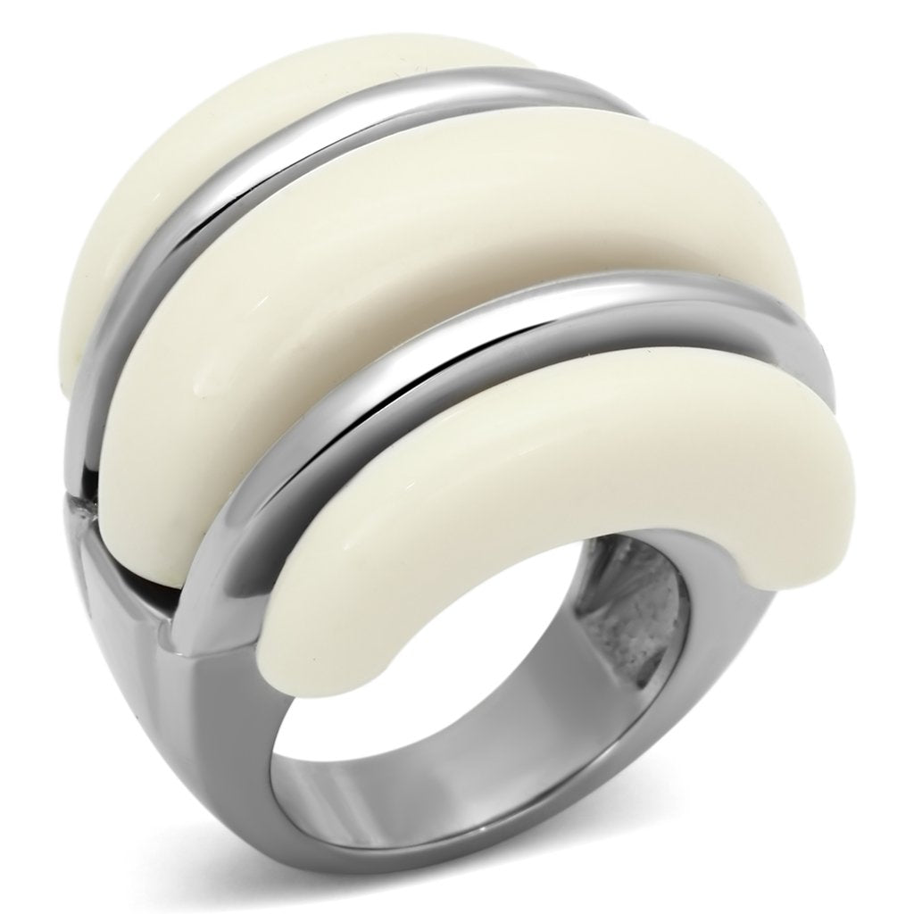 JCE807 High polished (no plating) Stainless Steel Ring with Synthetic Synthetic Stone in Citrine Yellow