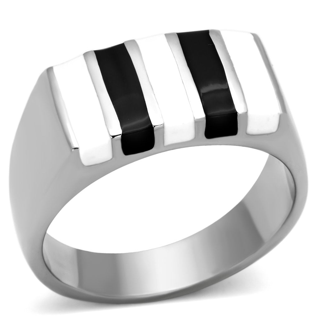 JCE849 High polished (no plating) Stainless Steel Ring with Epoxy  in Multi Color