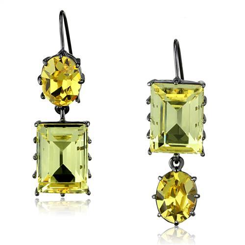 JCE2709 IP Light Black  (IP Gun) Stainless Steel Earrings with Top Grade Crystal  in Multi Color